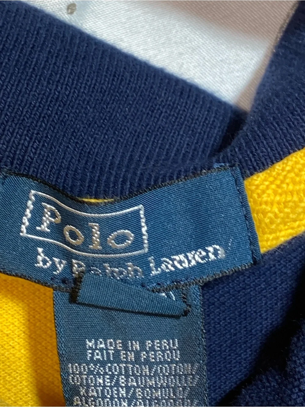 Ralph Lauren Yellow and Navy Colorblock Polo Shirt